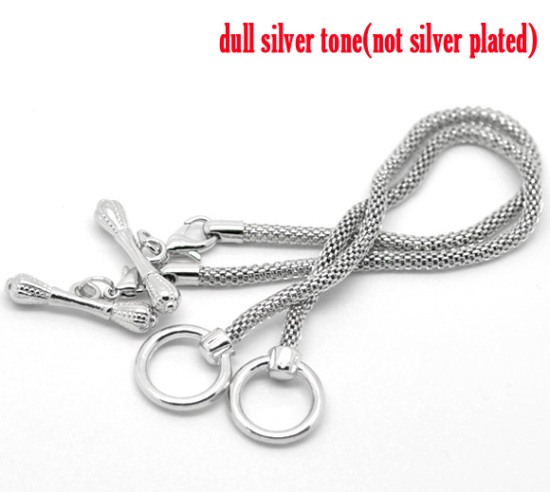 Picture of Iron Based Alloy European Style Lantern Chain Charm Bracelets Silver Tone W/ Toggle Clasp 19cm long, 4 PCs