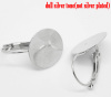 Bild von Eisen(Legierung) Ohrring Rund Silberfarbe (für 15mm D.) 26mm x 15mm, Drahtstärke: (19 gauge), 50 Stück