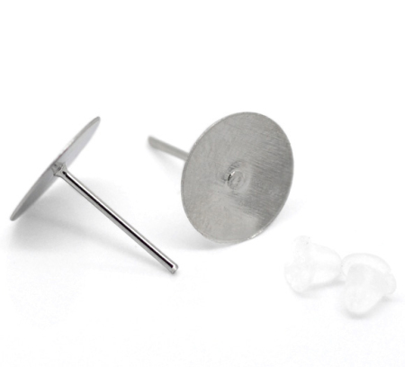 Picture of Alloy Ear Post Stud Earrings Findings Round 