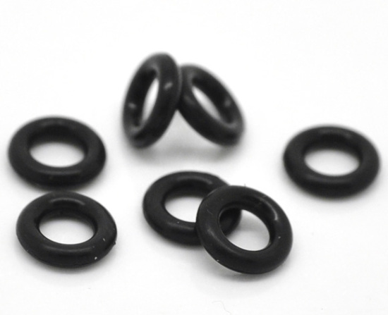 Picture of Rubber Stopper Rings For European Style Bracelets Round Black About 8mm Dia, Hole: Approx 4mm, 500 PCs