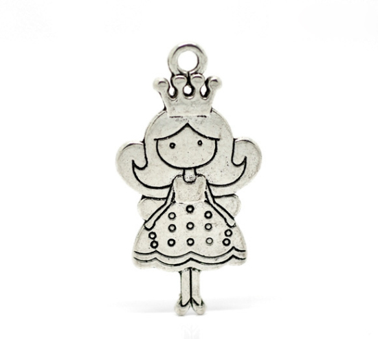 Bild von Antik Silber Königin Charms Anhänger 4.8x2.5cm. Verkauft eine Packung mit 10