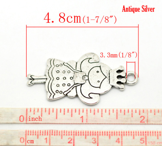 Bild von Antik Silber Königin Charms Anhänger 4.8x2.5cm. Verkauft eine Packung mit 10