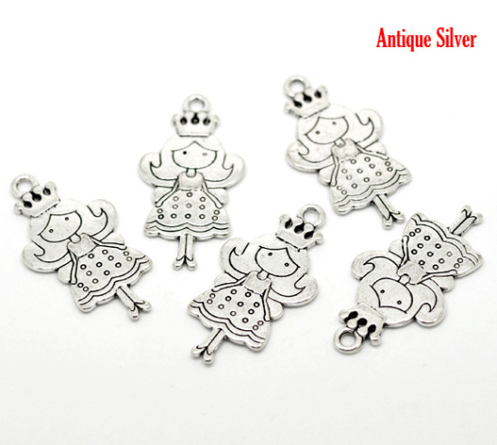 Bild von Antik Silber Königin Charms Anhänger 4.8x2.5cm. Verkauft eine Packung mit 10