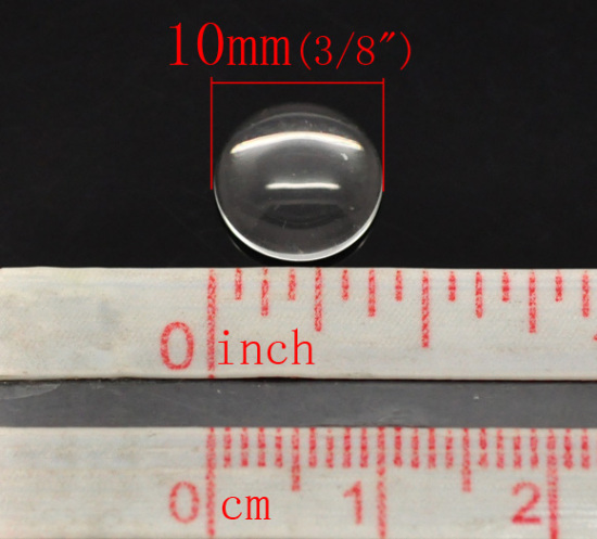 Immagine di Vetro Cupola CabochonCabochon per Abbellimento Tondo Flatback Clear Trasparente Nulla Disegno 10.0mm Dia, 100 Pz