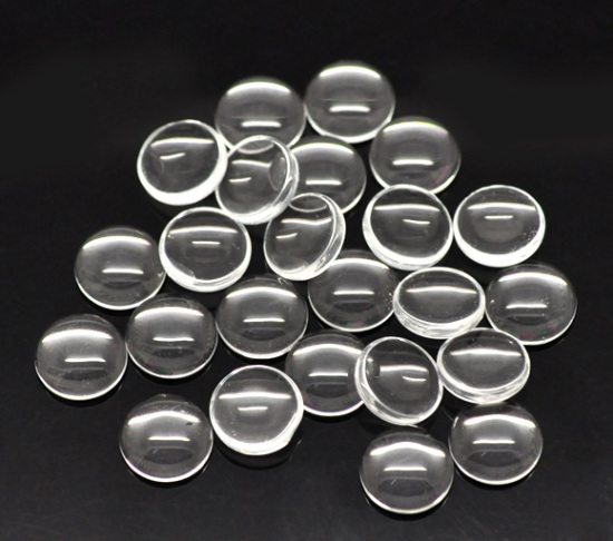Immagine di Vetro Cupola CabochonCabochon per Abbellimento Tondo Flatback Clear Trasparente Nulla Disegno 10.0mm Dia, 100 Pz