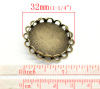 Picture of Iron Based Alloy Pin Brooches Findings Round Antique Bronze Cabochon Settings (Fits 25mm Dia.) 3.2cm(1 2/8") Dia., 2 PCs