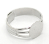 Bild von Messing Einstellbar Ringrohlinge mit Klebeplatte Rund Silberfarbe (für 10mm D) 18.3mm（US Größe: 8) 10 Stück
