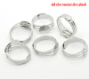 Bild von Messing Einstellbar Ringrohlinge mit Klebeplatte Rund Silberfarbe (für 10mm D) 18.3mm（US Größe: 8) 10 Stück