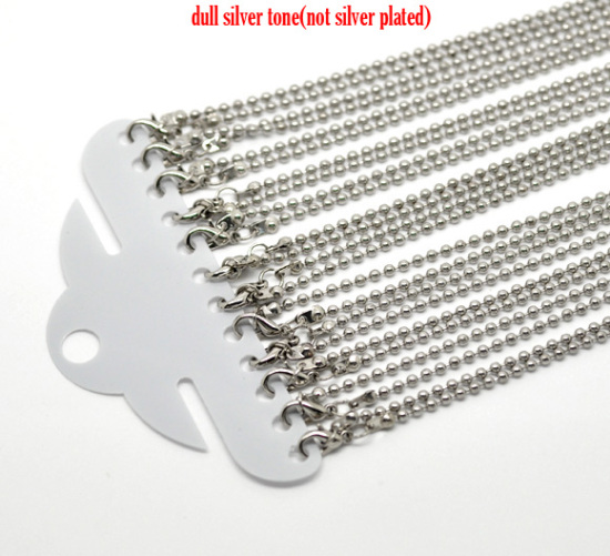 Bild von Silberfarbe Kugelketten Halsketten 51cm, Kettengröße: 2.4mm D., 12 Stück