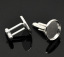 Picture of Brass Cuff Links Round Silver Plated Cabochon Settings (Fits 16mm Dia) 26mm(1") x 18mm( 6/8"), 10 PCs