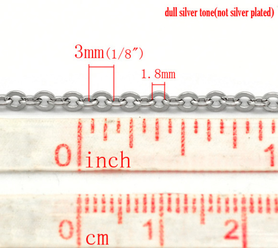 Bild von 304 Edelstahl Gliederkette Kette Silberfarben 3x2.5mm, 10 Meter