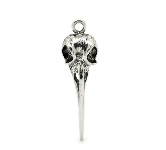 Picture of Zinc Metal Alloy 3D Pendants Bird Antique Silver Color 39mm(1 4/8") x 11mm( 3/8"), 20 PCs