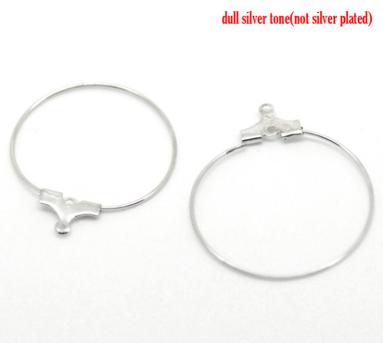 Picture of Zinc Based Alloy Wine Glass Charm Hoops Circle Ring Silver Tone 29x26mm(1 1/8"x1"), 100 PCs