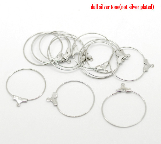 Picture of Zinc Based Alloy Wine Glass Charm Hoops Circle Ring Silver Tone 29x26mm(1 1/8"x1"), 100 PCs