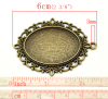 Picture of Zinc Based Alloy Cabochon Settings Pendants Oval Antique Bronze (Fits 40mm x 30mm) 60mm x 45mm, 75 PCs/1000g