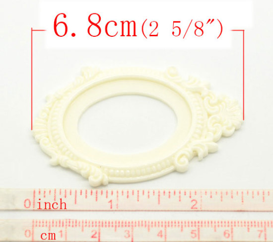 樹脂 装飾パーツ 楕円形 乳白色 花柄 カボションセッティング台(適応サイズ：40mm x 30mm) 6.8cm x4cm、 10 個 の画像