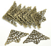 Picture of Antique Bronze Filigree Stamping Triangle Wraps Connectors 5cm x 3.2cm(2"x1-1/4"), sold per packet of 100