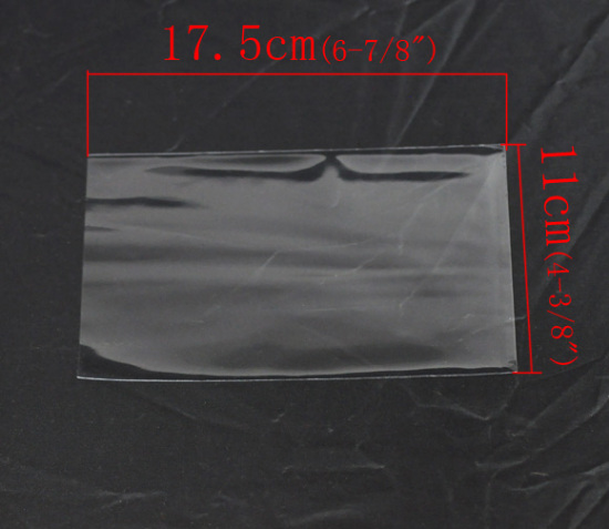 Picture of OPP Plastic Open Top Bags Rectangle Transparent 17.5cm x11cm(6 7/8" x4 3/8"), 100 PCs