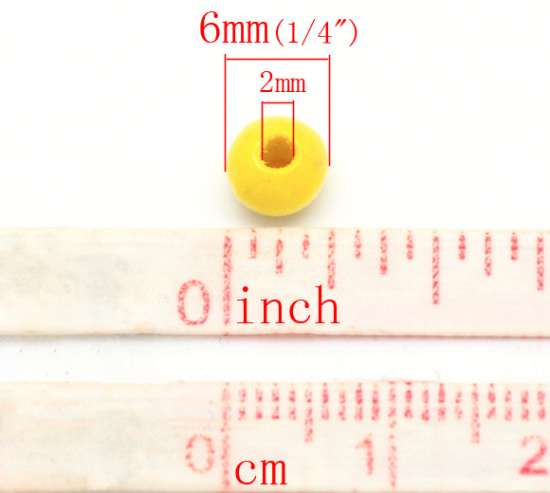 Image de Perles en Bois Rond Couleur au Hasard 6mm x 5mm, Tailles de Trous: 2mm, 2000 Pcs