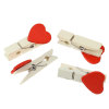Picture of Wood Photo Paper Clothespin Clips Wedding Decoration Love Notes Pegs Cute Heart Shaped Red 36mm(1 3/8") x 18mm(6/8"), 20 PCs