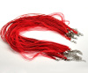 Picture of Organza Ribbon & Wax Cord Necklace Red 43cm(16 7/8") long, 20 PCs