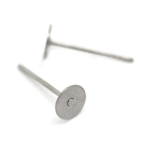 200PCS Nickel-free Stainless Steel Earrings Posts Flat Pad