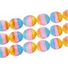 Bild von Natur Muschel Perlen Flachrund Bunt mit Streifen Muster 30mm D., Loch: 1mm, 38cm lang/Strang, 13 Stücke/Strang, 1 Strang