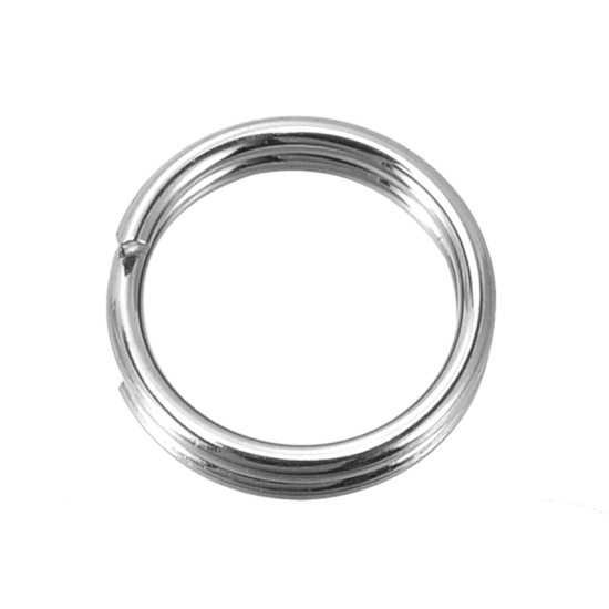 Immagine di 500 Pz 7mm Dia, 0.7mm(21 misura) 304 Acciaio Inossidabile Doppio Diviso Stile Anello di Salto Tono Argento Tondo