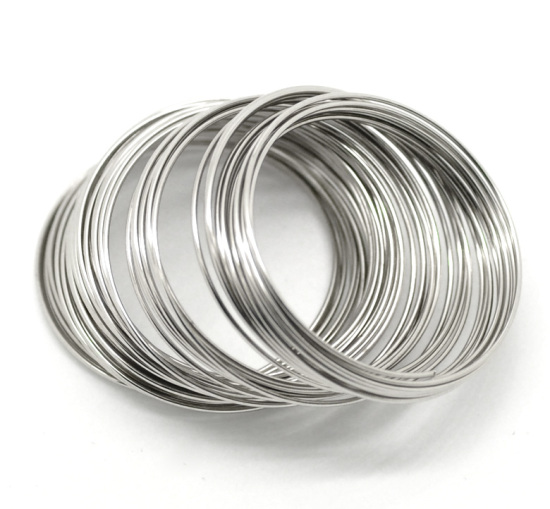 Picture of Silver Tone Memory Beading Wire 40mm-45mm Dia. sold per packet of 200 loops