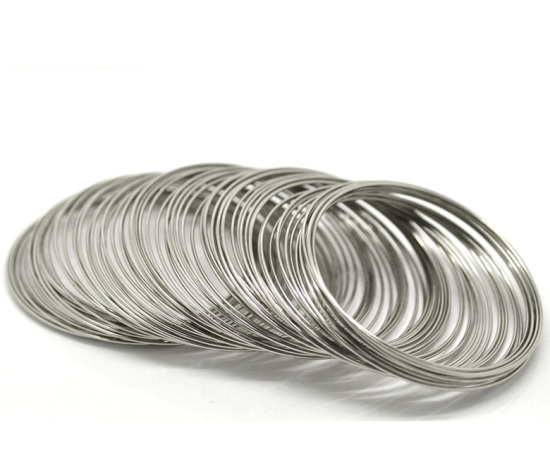 Bild von Silberfarbe Stahldraht Armband Armbänder 55-60mm Durchmesser,verkauft eine Packung mit 200