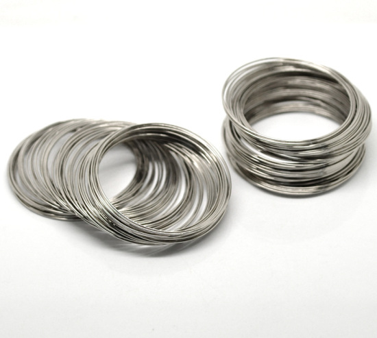 Bild von Silberfarbe Stahldraht Armband Armbänder 55-60mm Durchmesser,verkauft eine Packung mit 200