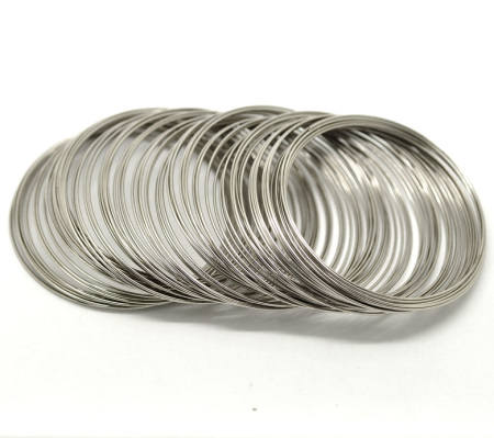 Imagen de Componentes de pulsera Alambre de Acero de Ronda yTono de Plata 6cm-6.5cm Diámetro:200 Unidades 