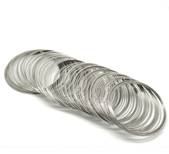 Picture of Silver Tone Memory Beading Wire 65mm-70mm Dia. sold per packet of 200 loops