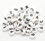 Picture of Acrylic Spacer Beads Round Black & White At Random Mixed Alphabet/ Letter About 7mm Dia, Hole: Approx 1mm, 1000 PCs