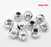 Picture of Zinc Metal Alloy European Style Large Hole Charm Beads Basketball Antique Silver About 11mm x 10mm, Hole: Approx 5.2mm, 20 PCs