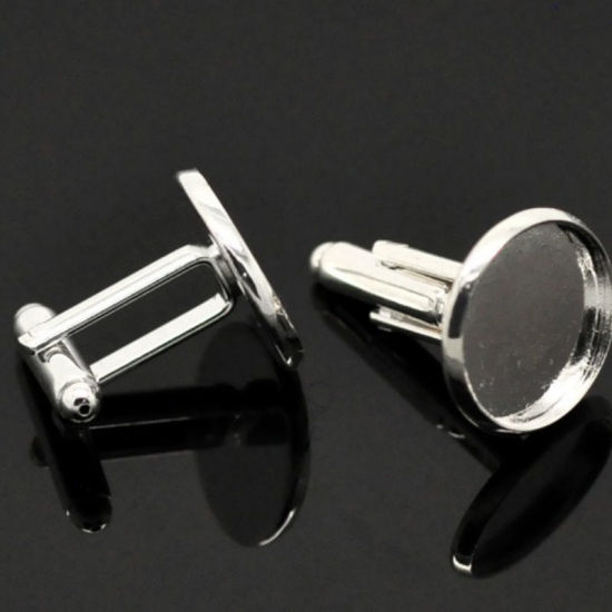 Imagen de Mancornas Latón de Ronda ,Argentado Cabochon Ajustes 16mm 26mm x 18mm, 50 Unidades