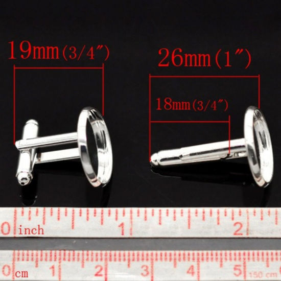 Imagen de Mancornas Latón de Ronda ,Argentado Cabochon Ajustes 16mm 26mm x 18mm, 50 Unidades