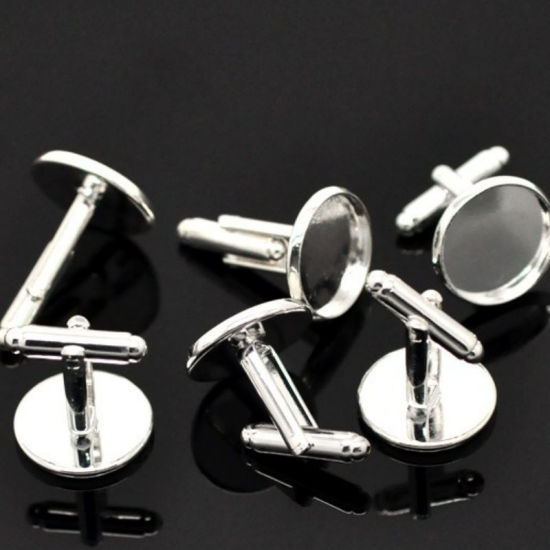 Imagen de Mancornas Latón de Ronda ,Argentado Cabochon Ajustes 16mm 26mm x 18mm, 50 Unidades