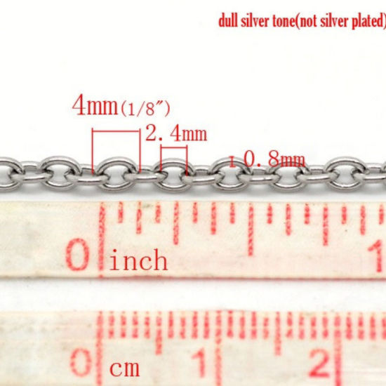 Immagine di Acciaio Inossidabile Cavo Catena Accessori Tono Argento 4x3mm, 20 M