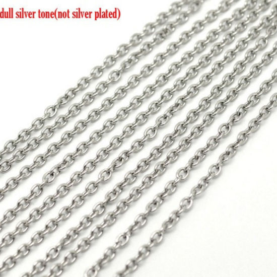 Immagine di Acciaio Inossidabile Cavo Catena Accessori Tono Argento 4x3mm, 20 M