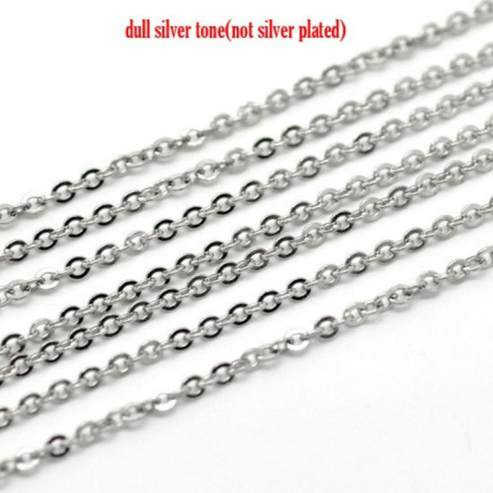 Immagine di Acciaio Inossidabile Cavo Catena Accessori Tono Argento 3x2.5mm, 20 M