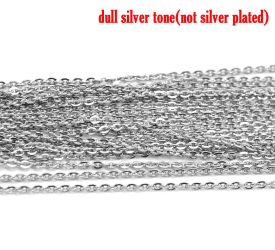 Picture of 304 Stainless Steel Soldered Link Cable Chain Findings Silver Tone 2x1.5mm, 10 M