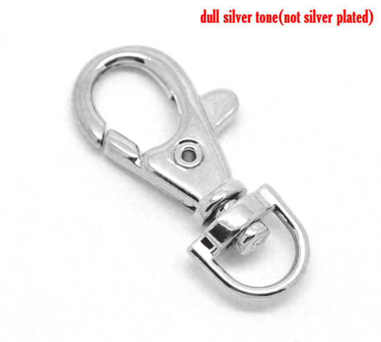 Picture of Zinc Based Alloy Keychain & Keyring Swivel Clasp Silver Tone 38mm x 18mm, 20 PCs