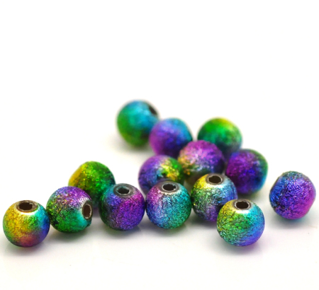 Acrylic Sparkledust Bubblegum Beads Ball Multicolor About 6mm Dia, Hole: Approx 1.2mm, 500 PCs