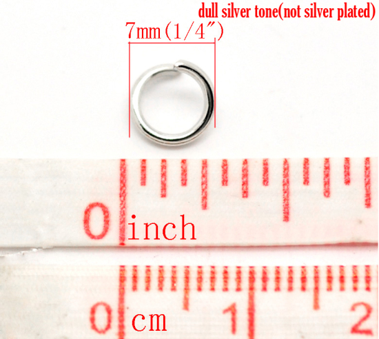 Bild von 1mm Eisenlegierung Offen Bindering Rund Silberfarbe 7mm D., 500 Stück