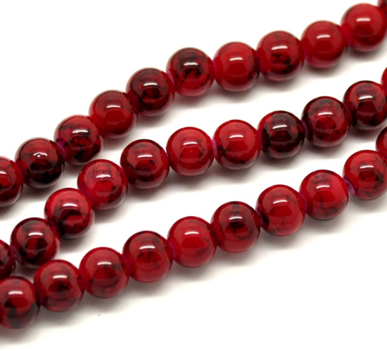 Image de Perles en Verre Rond Rouge 8mm, 5 Enfilades(env.5x105PCs), Longueur:80cm