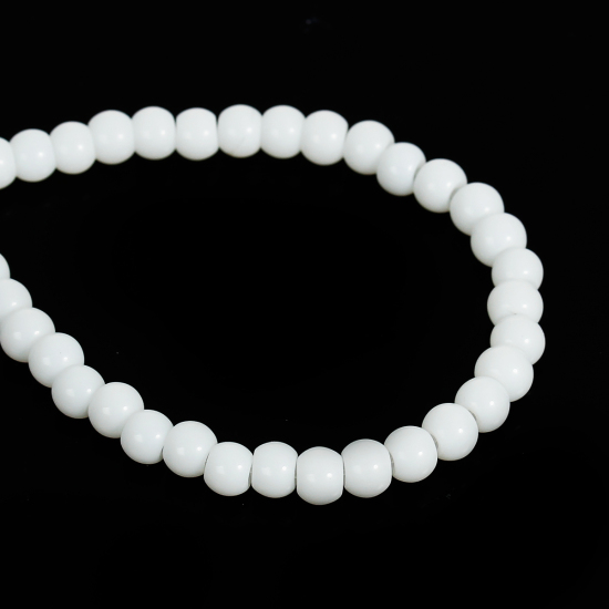 Picture of Glass Loose Beads Round White Painting About 4mm Dia, Hole: Approx 1mm, 80cm long, 5 Strands (Approx 210 PCs/Strand)