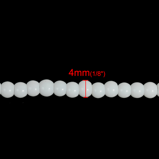 Изображение Бусины Стеклянные 4mm Круглые Белые, Отверстие: 1мм Проданные 5 ниток(80cm)
