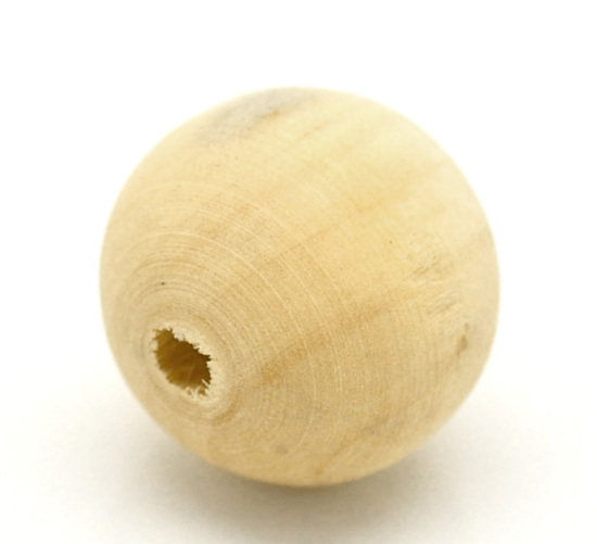 Изображение Деревянные Бусины Круглые, Естественный цвет 20-19мм диаметр, 5.5mm-3.8mm, 10 ШТ