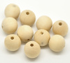 Picture of Natural Hinoki Wood Beads Ball 20mm Dia. - 19mm Dia., Hole: Approx 5.5mm-3.8mm, 10 PCs